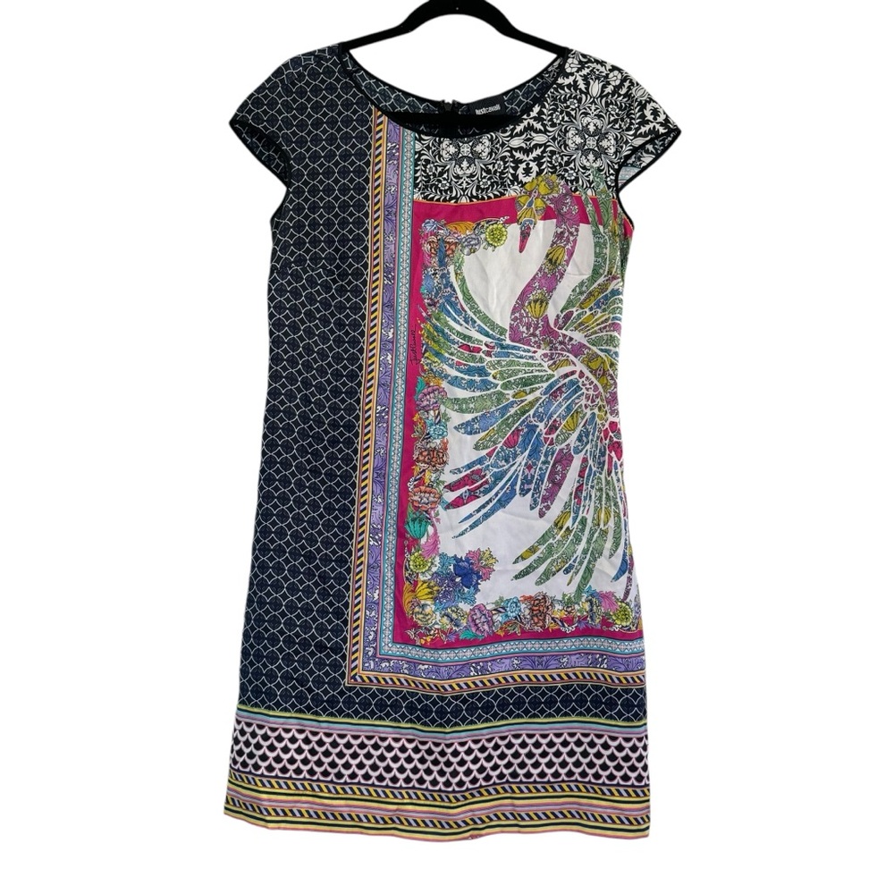 JustCavalli Roberto Cavalli 100% Silk Bandana Print Mini Dress Size 42 (US 6) - Picture 1 of 16